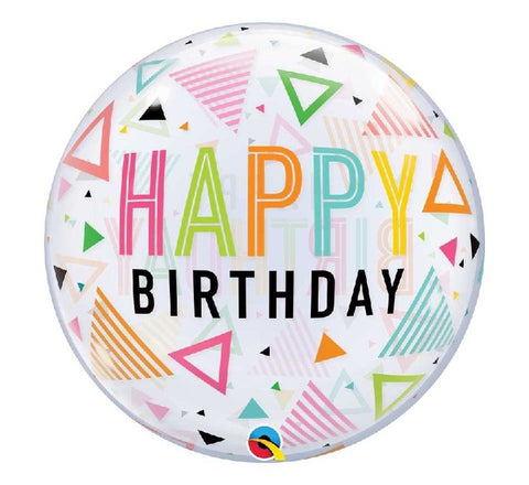 Happy Birthday Rainbow Triangles Bubble Balloon