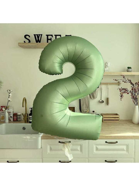 Satin Sage Olive Green Number Balloons
