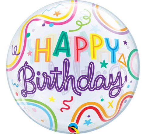 Happy Birthday Squiggles & Stars Bubble Balloon