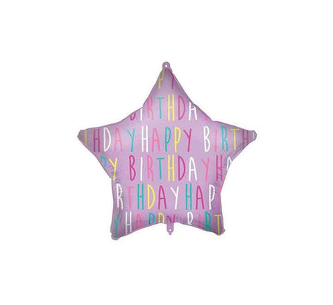 Purple Happy Birthday Star Foil Balloon