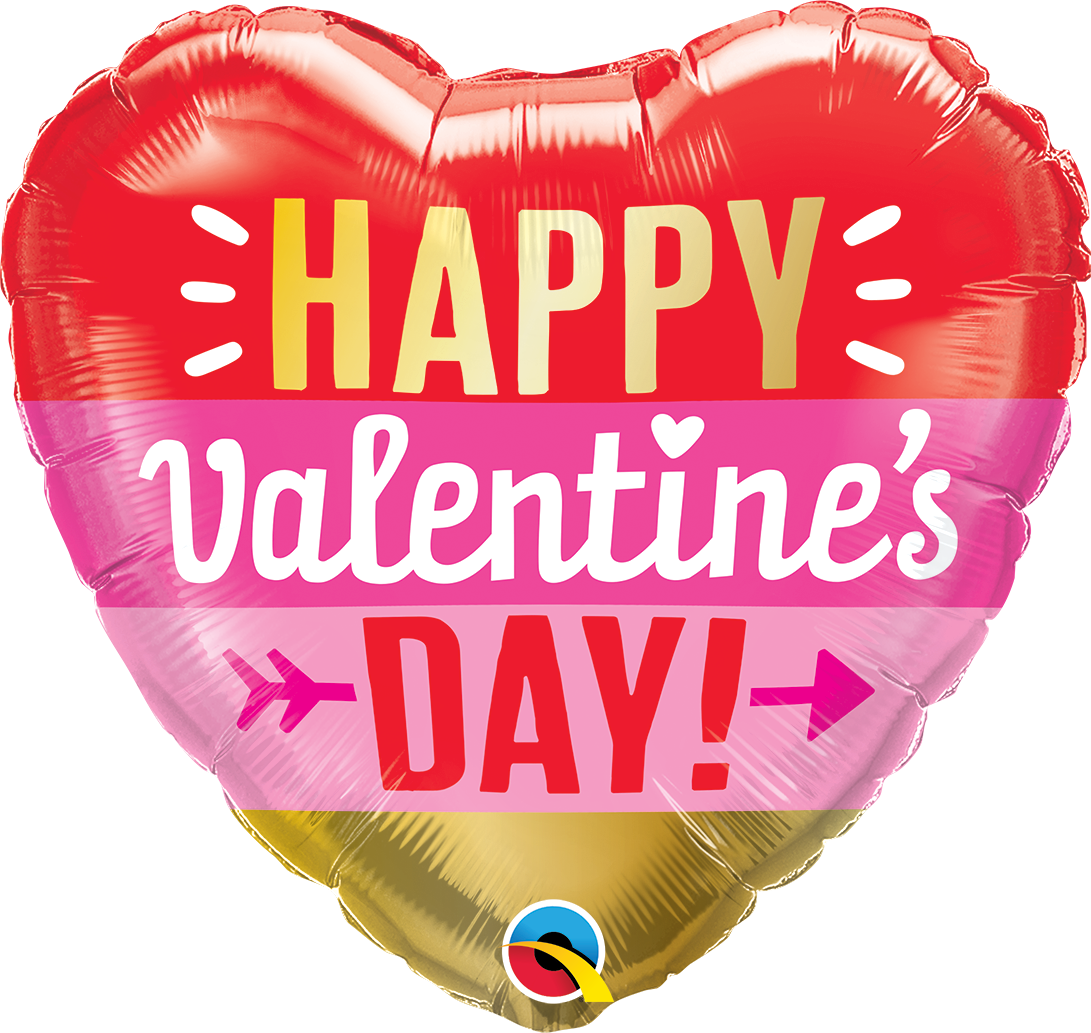 Happy Valentine's Day Striped Heart Balloon