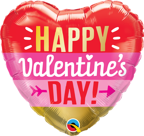 Happy Valentine's Day Striped Heart Balloon