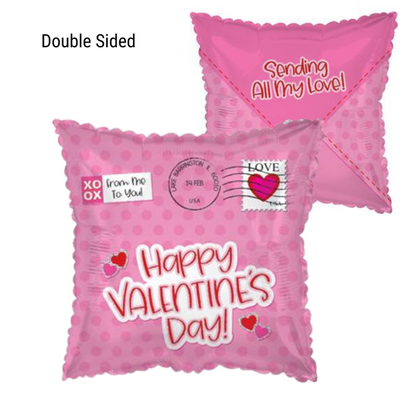 Happy Valentine's Day Pink Envelope Helium Balloon