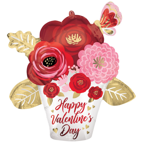 Happy Valentine's Day Flower Bouquet Balloon