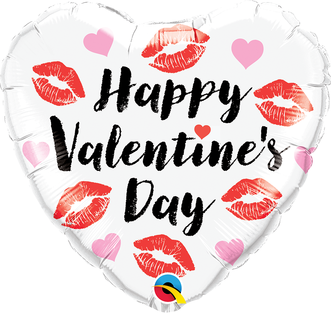 Happy Valentine's Day Kiss & Hearts Balloon