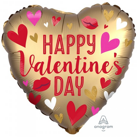 Happy Valentine's Day Gold Heart Balloon
