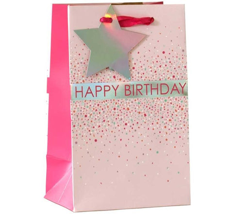 Pink Confetti Happy Birthday Gift Bag
