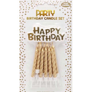 Gold Birthday Cake Candle Set
