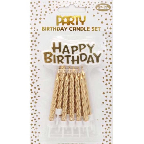 Gold Birthday Cake Candle Set
