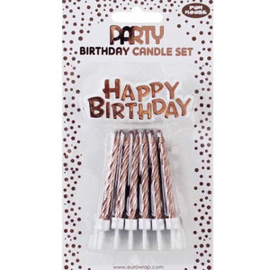 Rose Gold Birthday Cake Candle Set