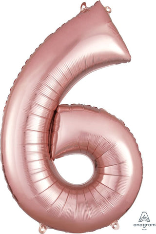 SALE Rose Gold Number 6 Balloon