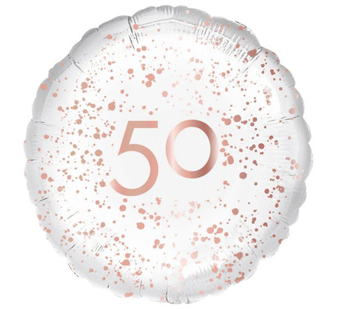 Rose Gold & White 50th Birthday Foil Balloon