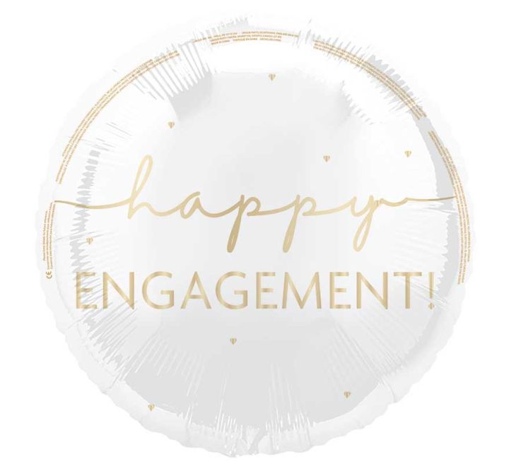 Gold & White Happy Engagement Balloon