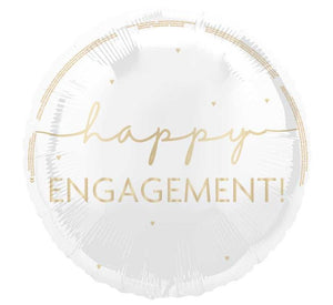 Gold & White Happy Engagement Balloon