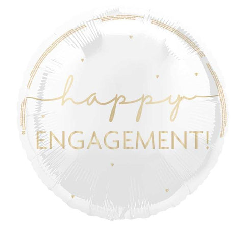 Gold & White Happy Engagement Balloon