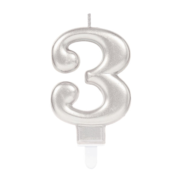 Silver Number Candle (Choose Your Numbers)