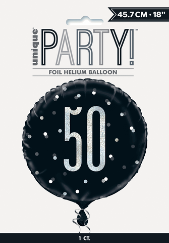 Black & Silver 50th Birthday Foil Balloon