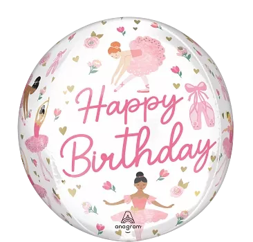 Happy Birthday Ballerina Orbz Balloon