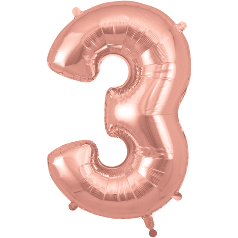 SALE Rose Gold Number 3 Balloon