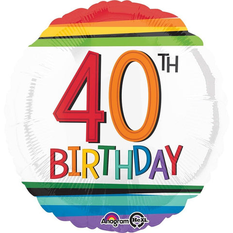 40th Birthday Rainbow Foil Balloon