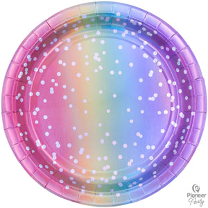 Rainbow Ombre Large Paper Plates