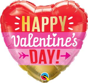 Happy Valentine's Day Striped Heart Balloon