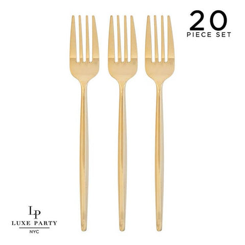 Chic Round Gold Plastic Forks (20 pack)