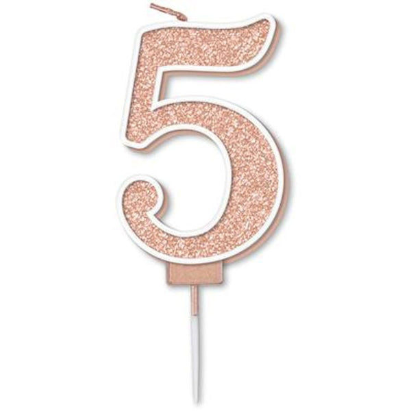 Rose Gold Glitter Number Candle