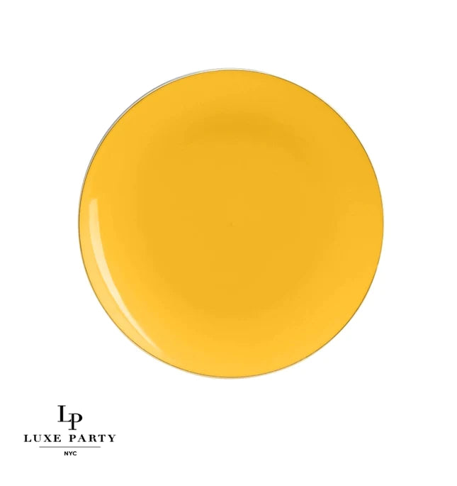 Yellow & Gold Elegant Rounded Plastic Plates (10 pack)