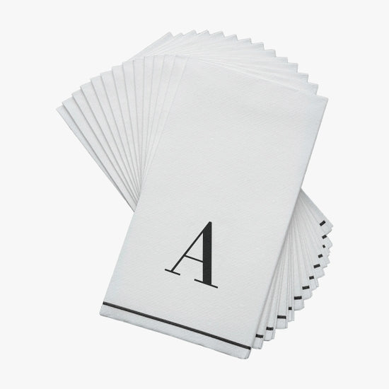 Bodoni Script Single Initial Black & White Luxury Napkins (14 pack)