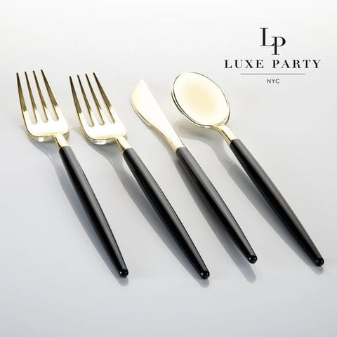 Luxury Black & Gold Cutlery Set (32 Piece/8 People)