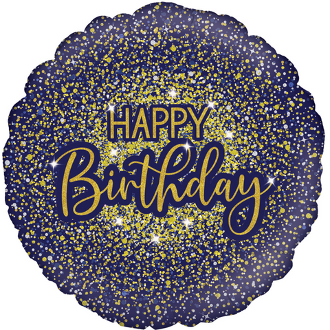 Glitter and Navy Blue Happy Birthday Foil Balloon