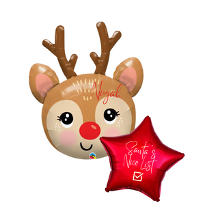 Personalised Reindeer & Santa's Nice List Helium Package