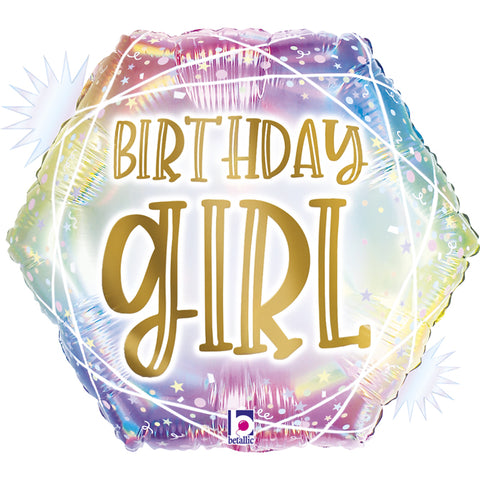 Birthday Girl Holographic Balloon