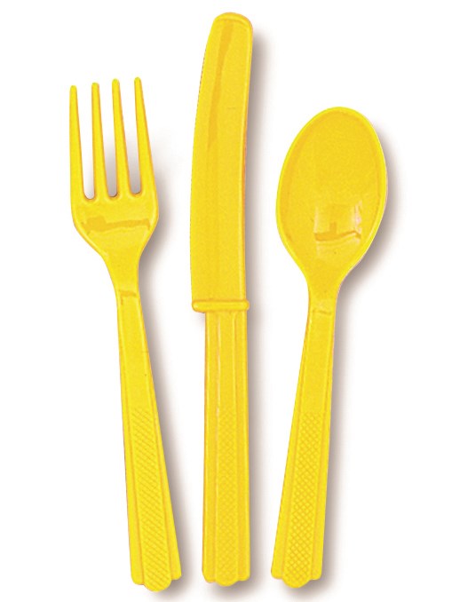Sunflower Yellow Plastic Cutlery (18 pack)