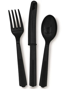 Black Plastic Cutlery (18 pack)
