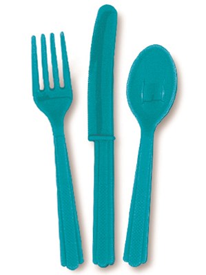 Caribbean Teal Plastic Cutlery (18 pack)