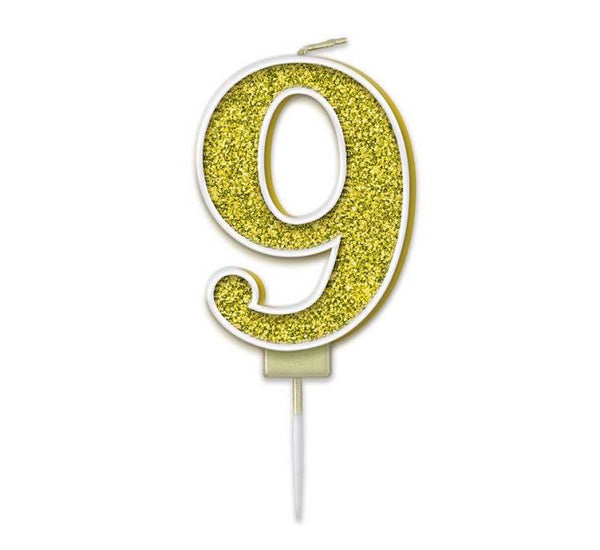 Gold Glitter Number Candle