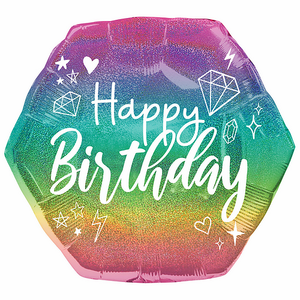 Happy Birthday Ombre Hexagon Balloon
