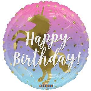 Happy Birthday Ombre Unicorn Balloon