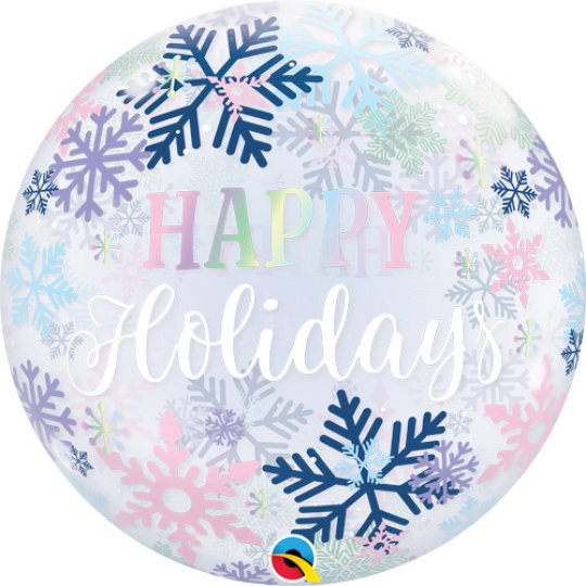 Happy Holidays Snowflake Bubble Balloon
