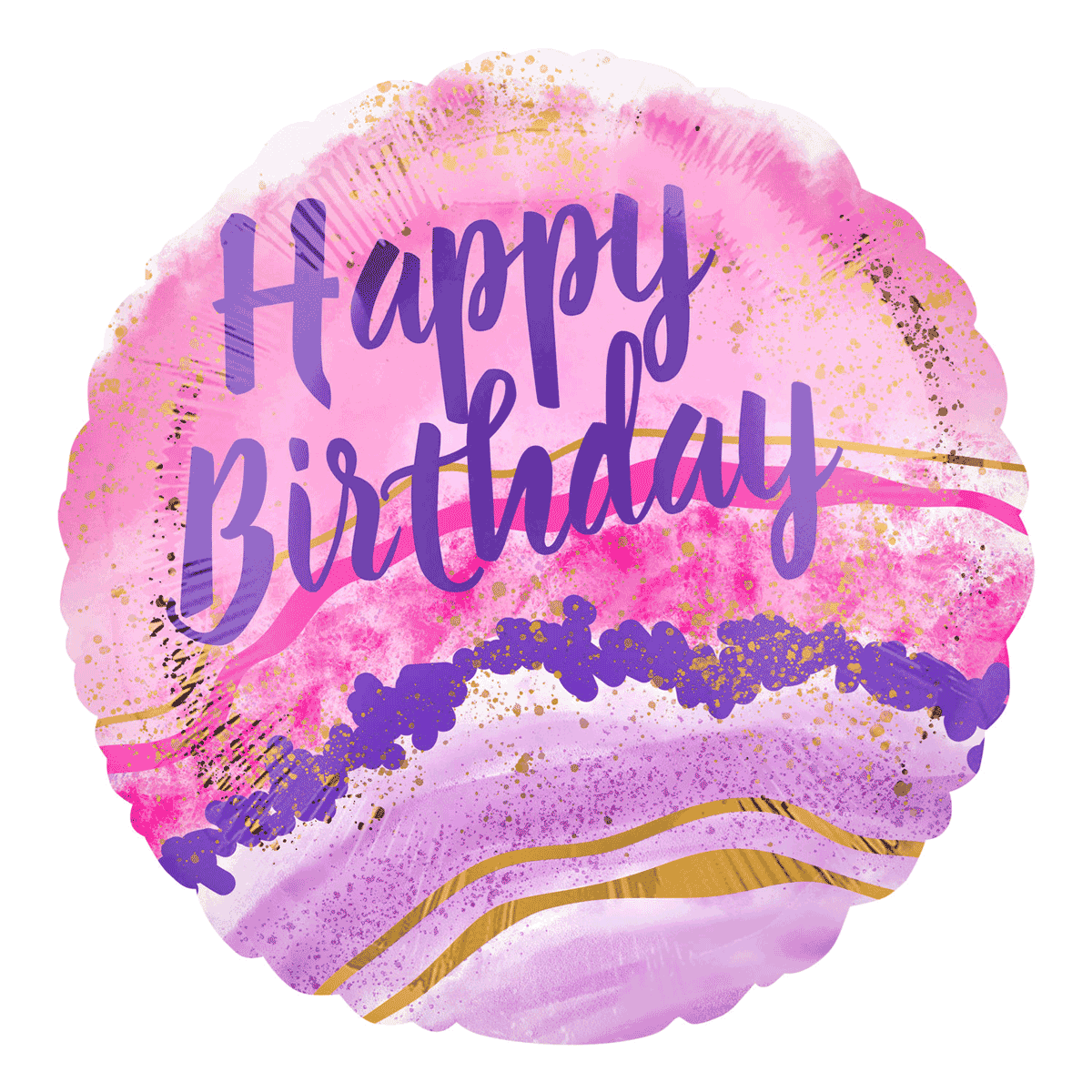 Pink and Purple Watercolour Happy Birthday Foil Balloon