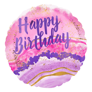 Pink and Purple Watercolour Happy Birthday Foil Balloon