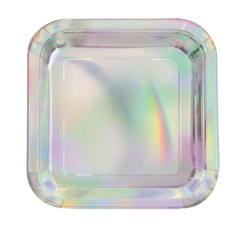 Iridescent Square Paper Plates (8 pack)