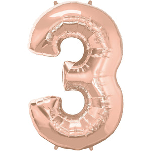 SALE Rose Gold Number 3 Balloon