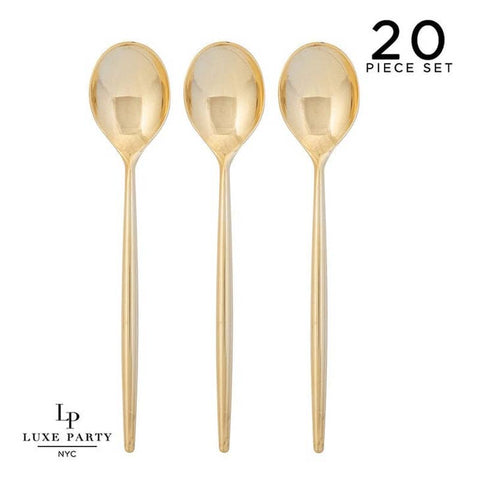 Chic Round Gold Plastic Spoons (20 pack)