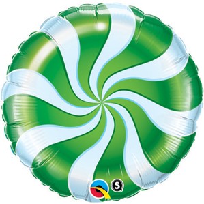 Green Candy Swirl Round Foil Balloon