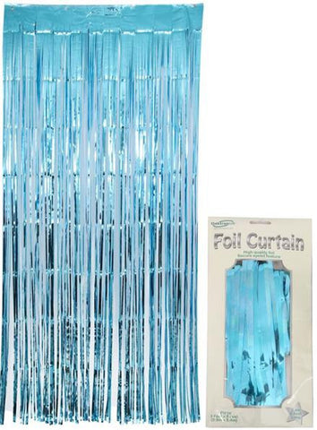 Light Blue Foil Tassel Curtain
