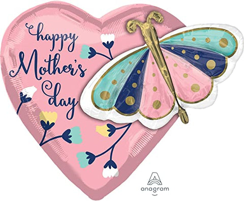Happy Mother's Day 3D Butterfly Heart Balloon
