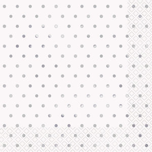 Elegant Silver Foil Polka Dot Napkins (16 pack)